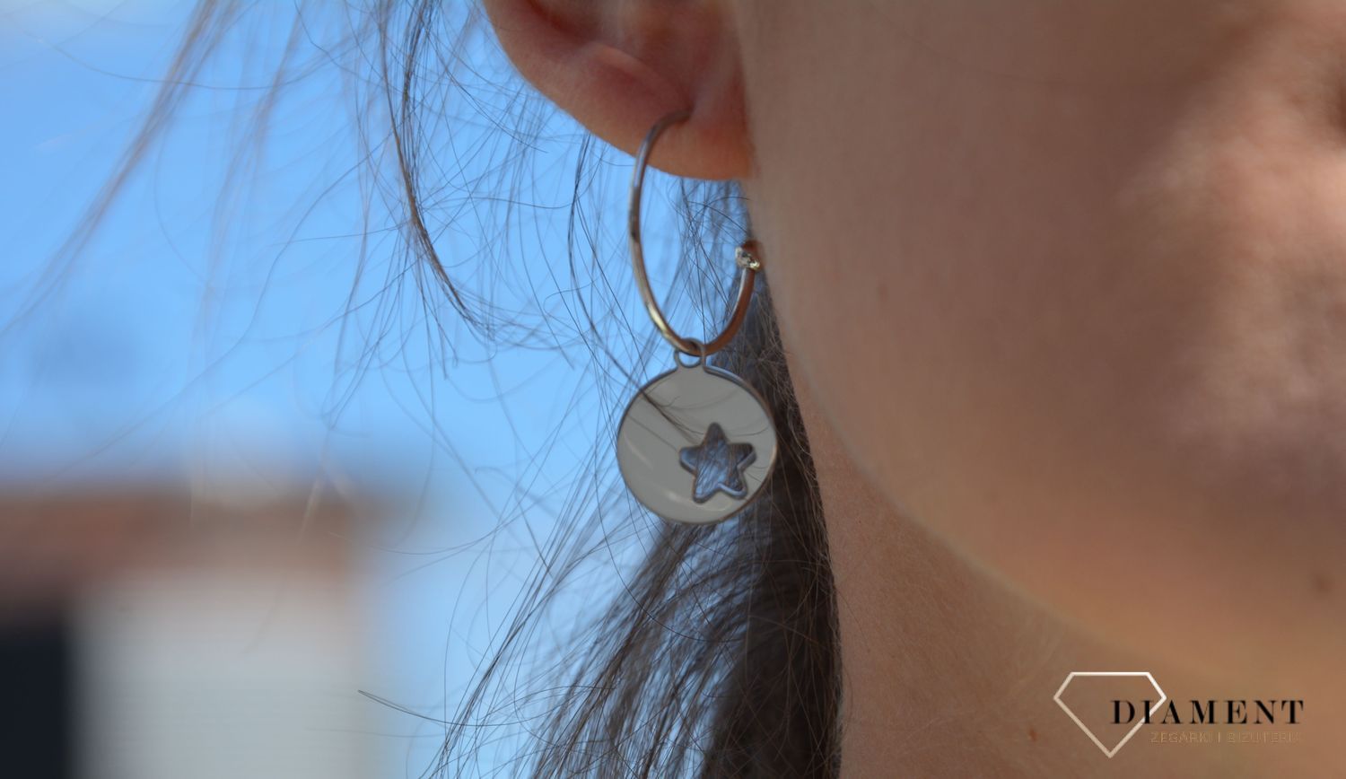 Kolczyki srebrne kółka z gwiazdkką Dall'Acqua OR RM 19893 060.jpg